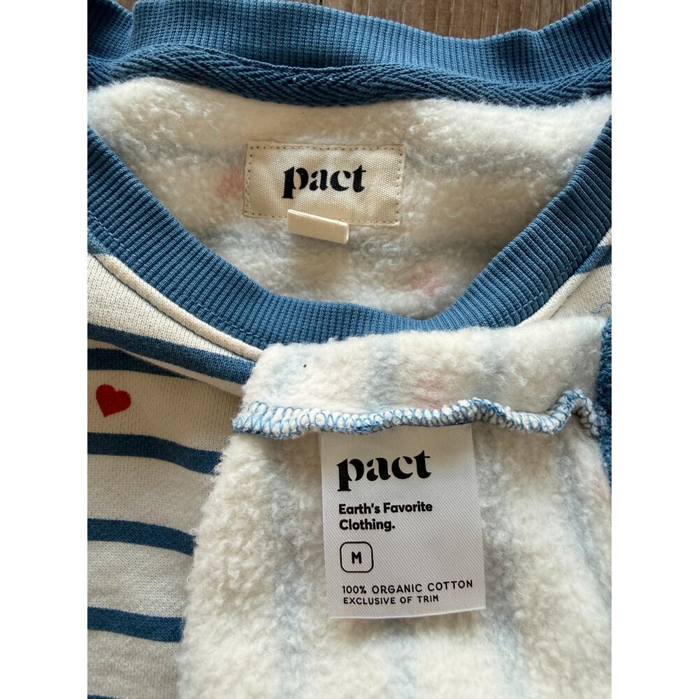 Pact Size M 100% Organic Cotton Striped Heart Sweatshirt Crewneck Pullover - Picture 12 of 14